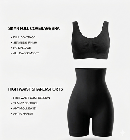 The Snatch & Support Combo (Comfort Lift Skyn Full Coverage Bra + High Waist Shaper Shorts)