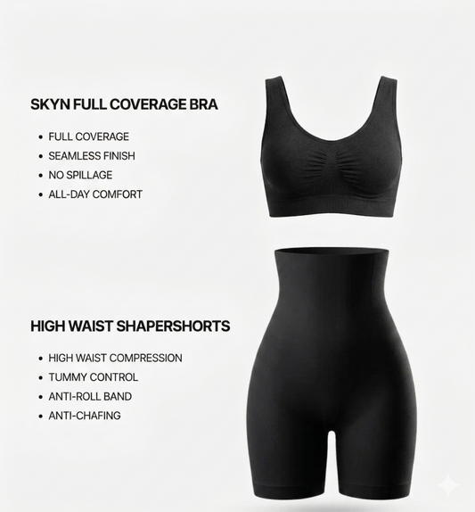 The Snatch & Support Combo (Comfort Lift Skyn Full Coverage Bra + High Waist Shaper Shorts)